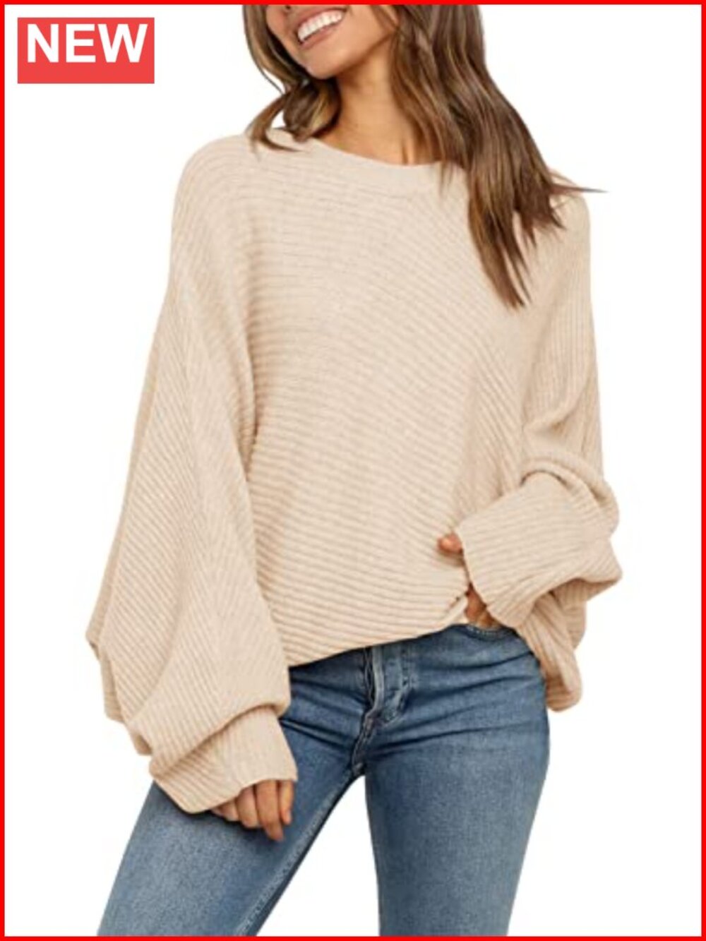 Oversized Slouchy Boyfriend Pullover Sweater Lightweight Knit Long Sleeve